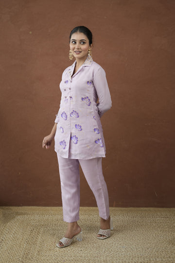 Lilac Artisan Brushstroke Silk Coord Set