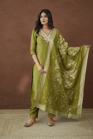 Green Tissue Silk Radiance Suit Set