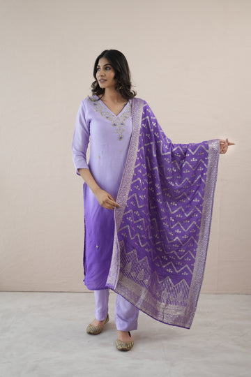 Purple Ombré Zari Dream Suit Set