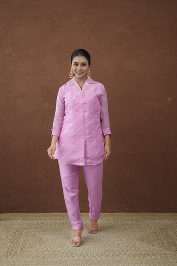 Light Pink Leheriya Graceful Glow Viscose Silk Coord Set