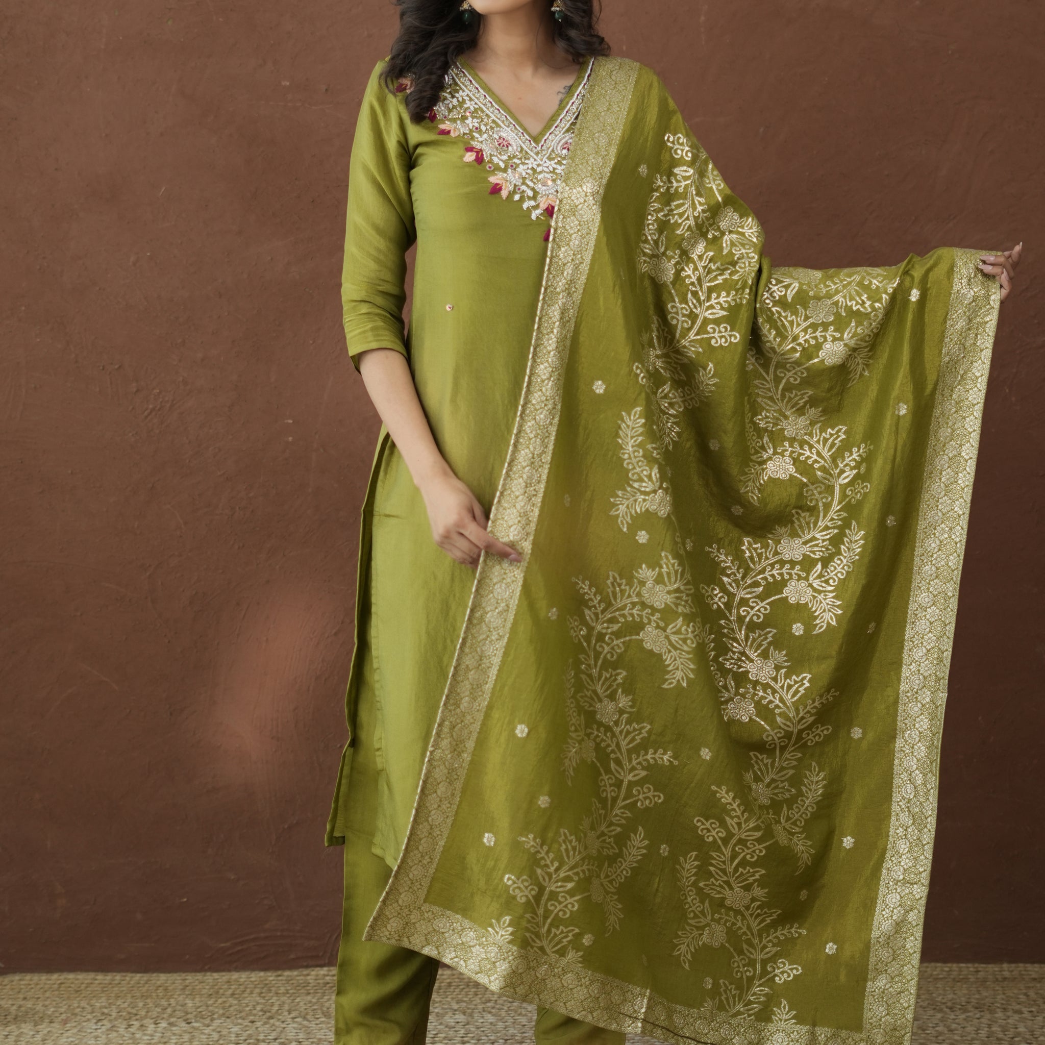Green Tissue Silk Radiance Suit Set