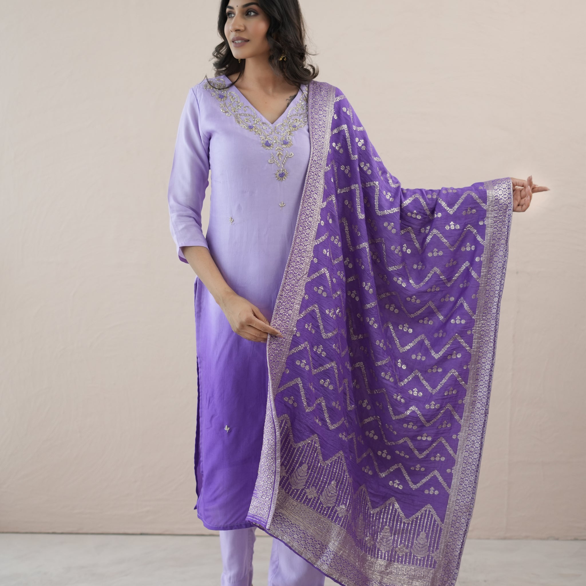 Purple Ombré Zari Dream Suit Set