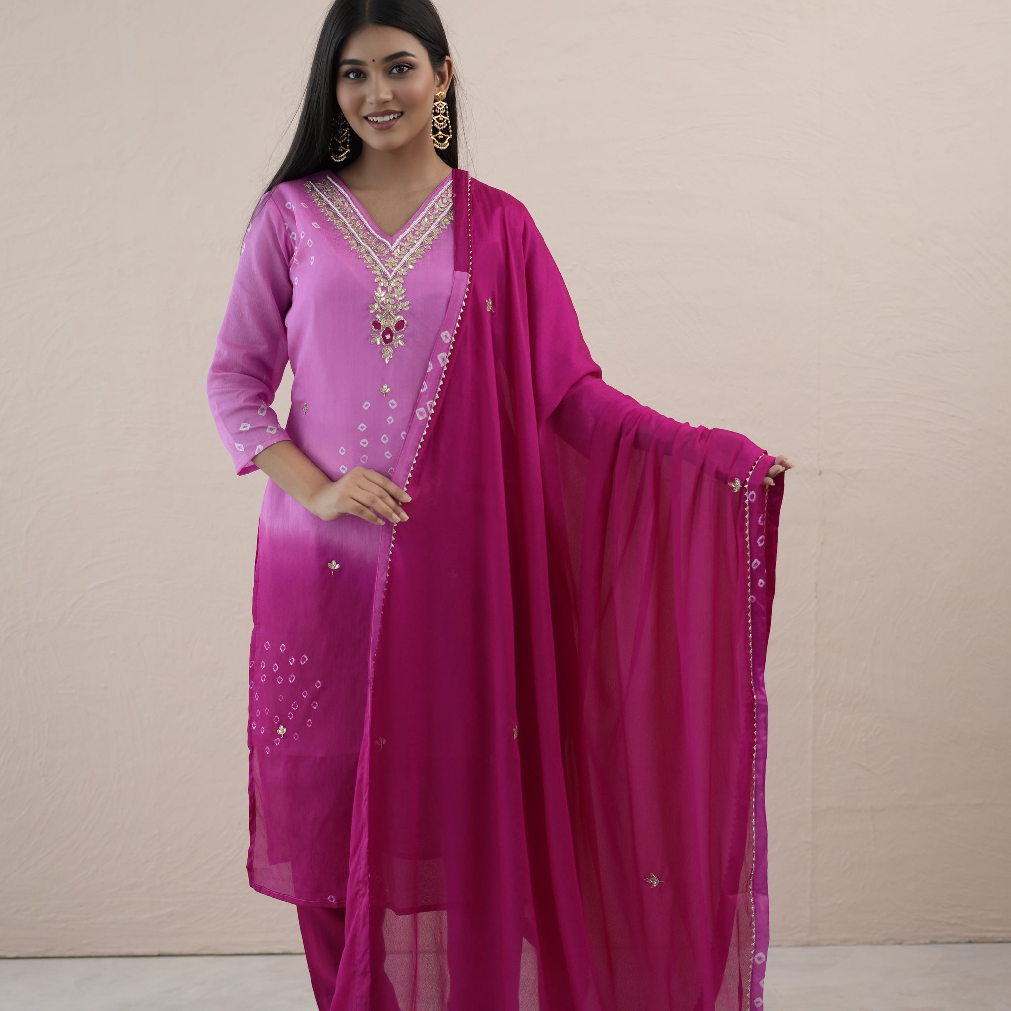 Pink Ombré Zari Dream Suit Set