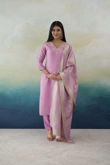 Light Pink Tissue Silk Radiance Suit Set