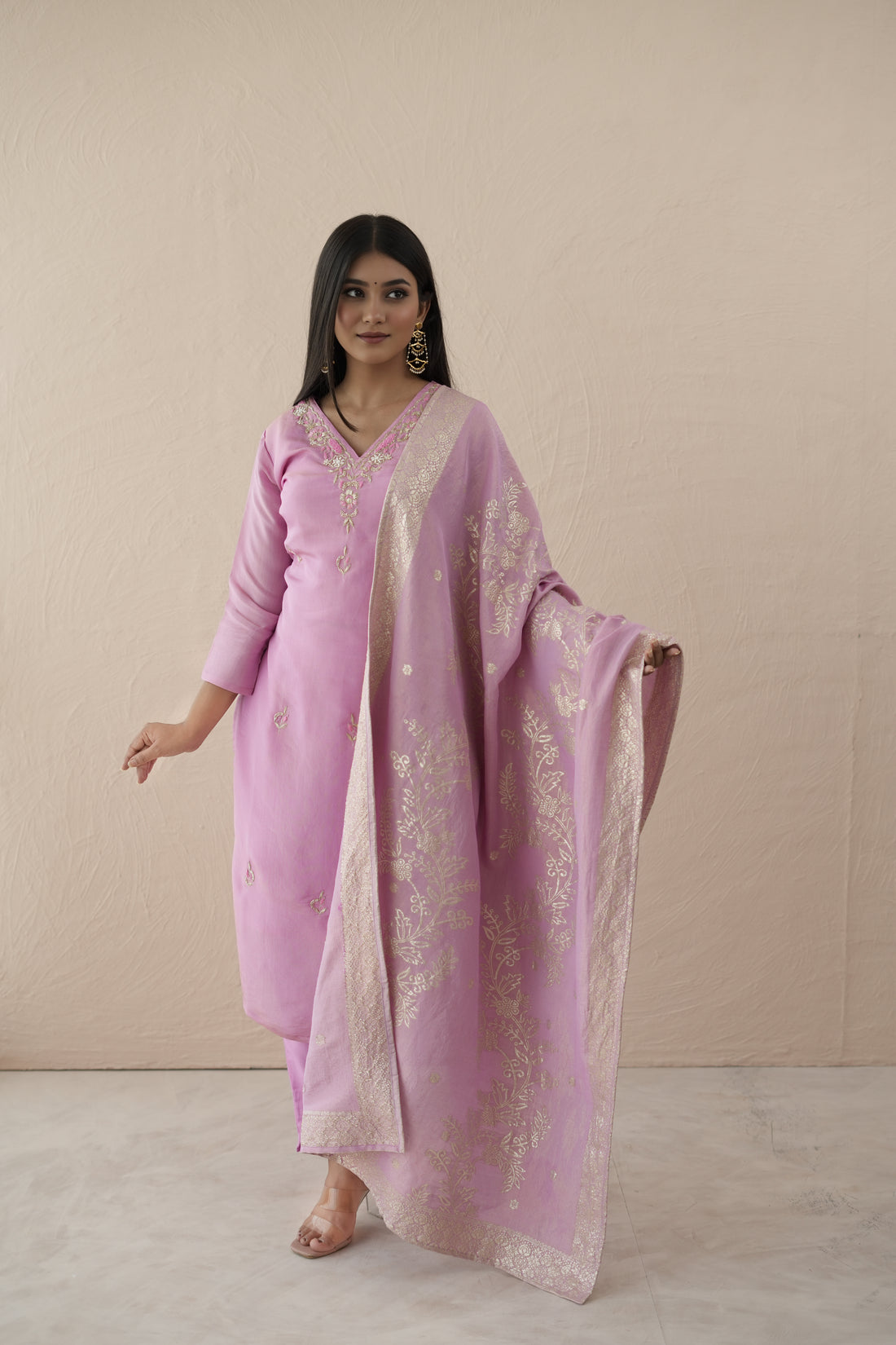 Light Pink Tissue Silk Radiance Suit Set