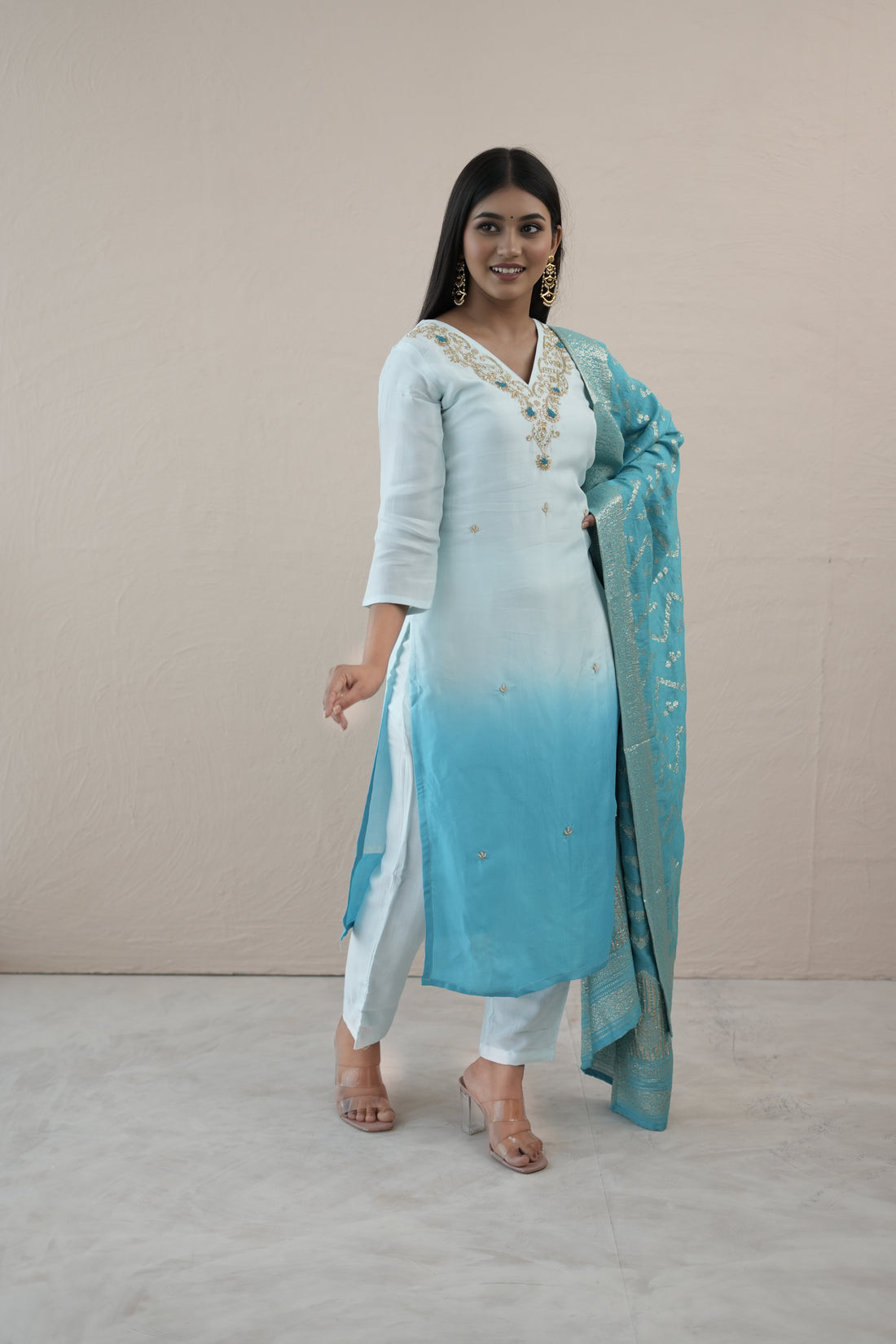 Blue Ombré Zari Dream Suit Set