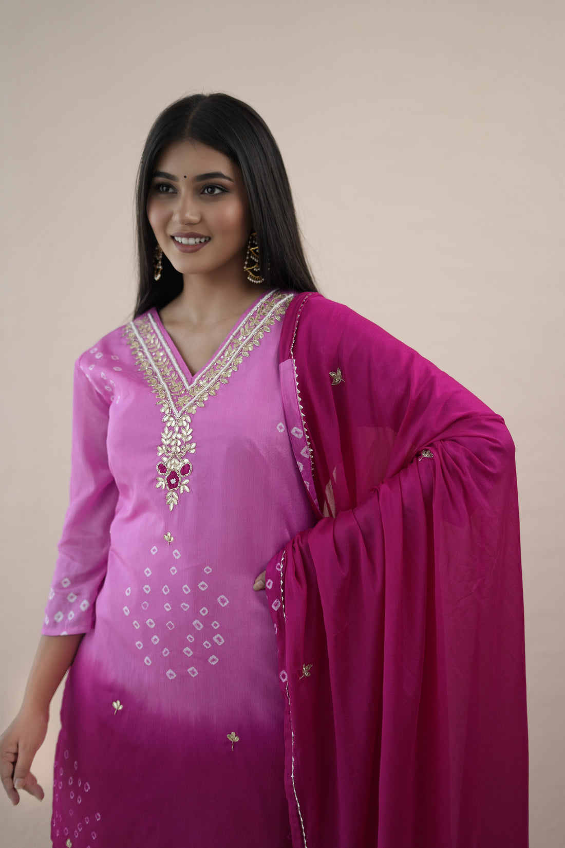 Pink Ombré Zari Dream Suit Set