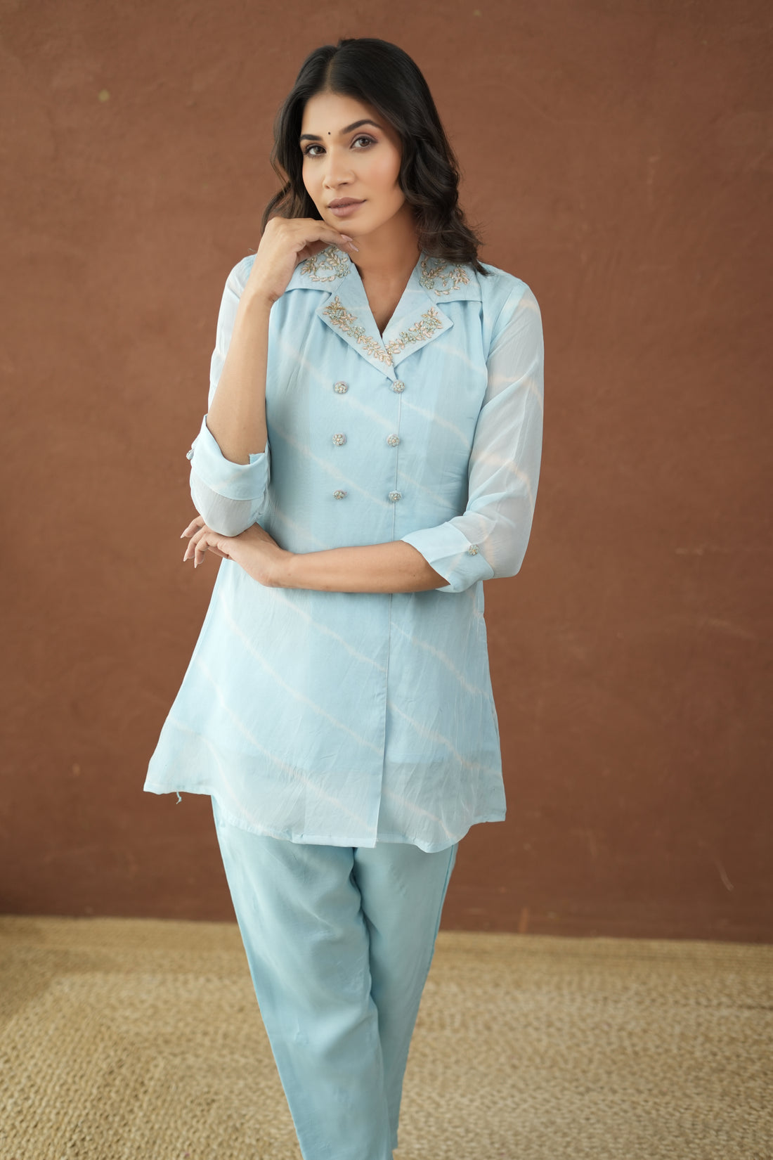 Blue Leheriya Graceful Glow Viscose Silk  Coord Set