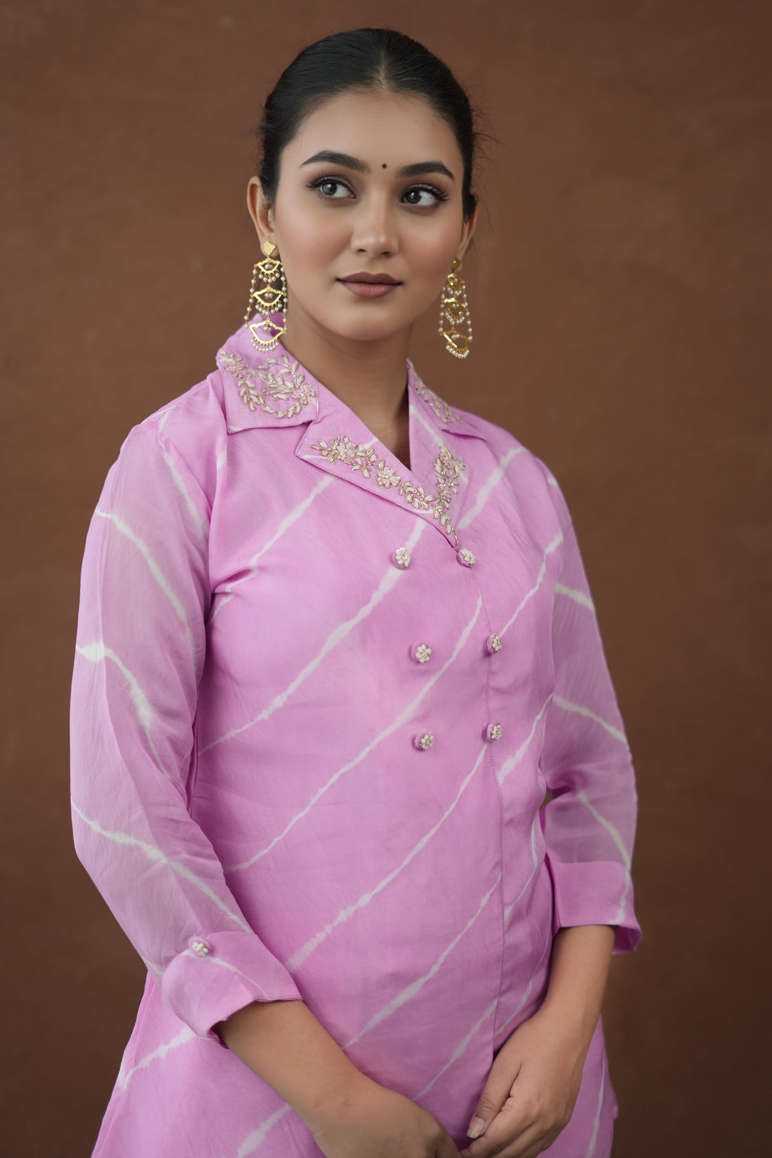 Light Pink Leheriya Graceful Glow Viscose Silk Coord Set