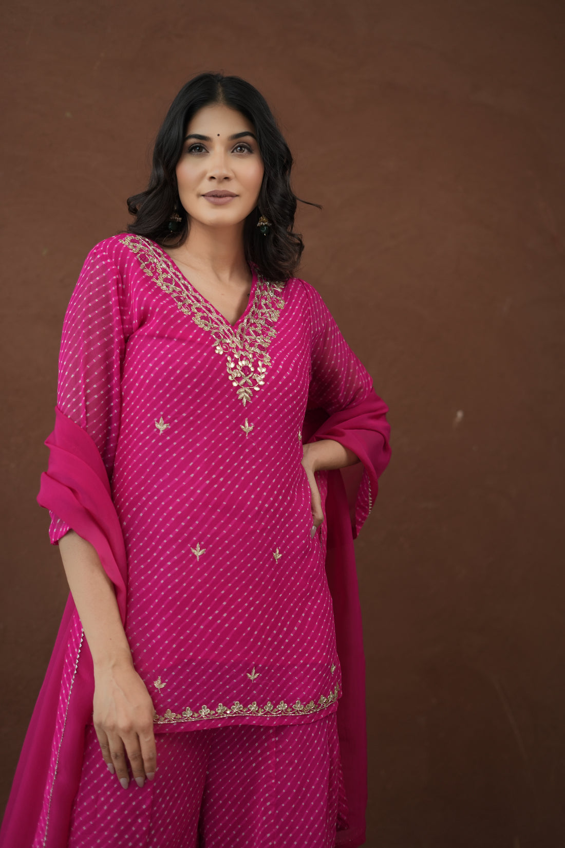 Short Kurti and Pallazo Mothra Bijoux Grace Georgette Set